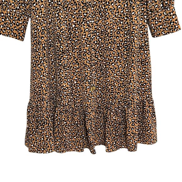 Talbots Petites Size 8P Leopard Print Tiered Key Hole Neckline Dress - Picture 4 of 8